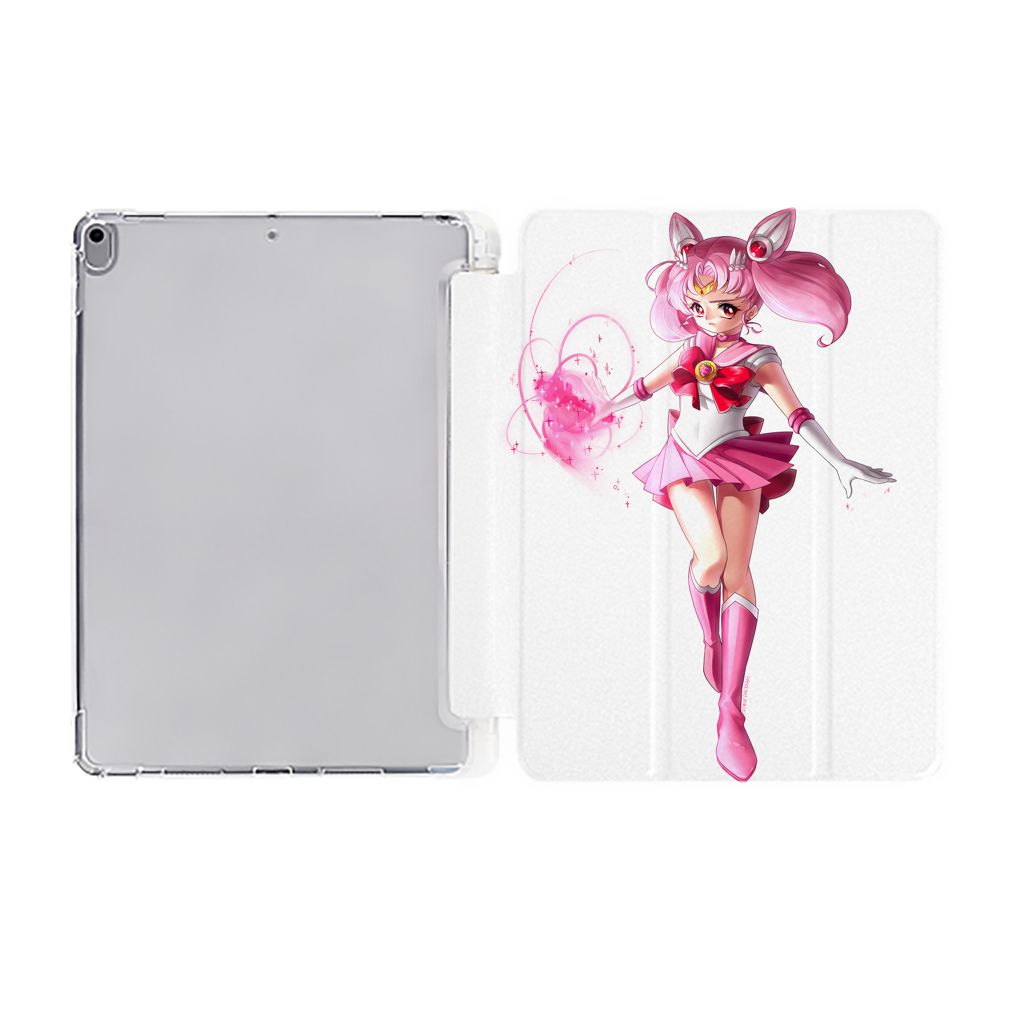 （画像用） 美少女戦士セーラームーン ちびうさ Sailor Moon Chibiusa Tsukino Usagi Small Lady Serenity IPad ケース ペン収納付き 三つ折りスタンド PUレザー×シリコン 対応機種9.5/10.5/10.9インチ